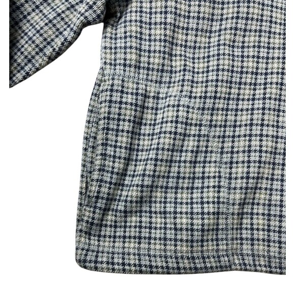 Vintage Liz & Co Drawstring Hem Knit Top with Pockets  Size L  Blue Houndstooth - Picture 4 of 11